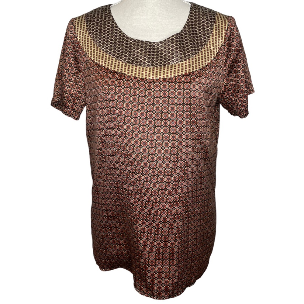 The Limited Scoop Neck Short Sleeve Geometric Print Blouse Size Medium
